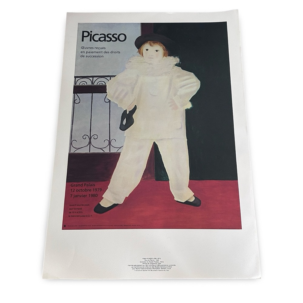 Vintage Pablo Picasso Paul en Pierrot 1980 Grand Palais Lithograph Arches Paper